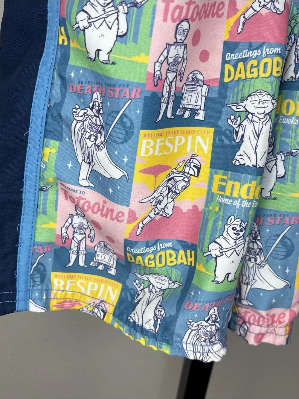 Shop‎ Disney Star Wars Navy Blue Multi-Color Kids Swim Trunks Size 9/10